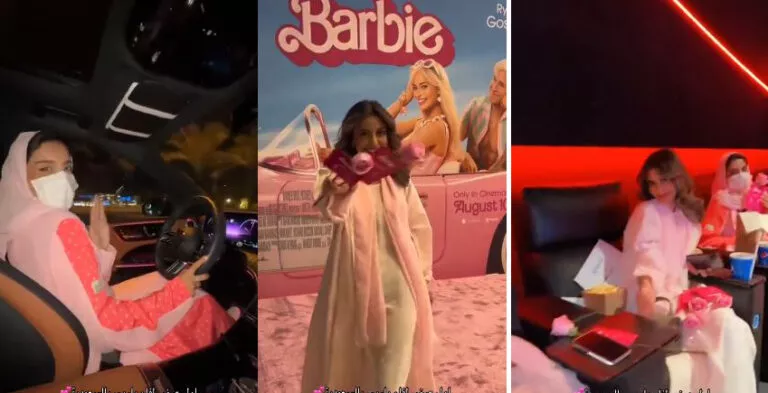 شاهد: ملابس جريئة جداً من فتيات سعوديات في الرياض قبل دخول فيلم باربي في دور السينما