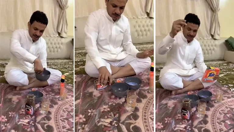 بالفيديو: شاهد ما حدث عندما وضع سعودي النيسكافية على خليط ماء وصابون
