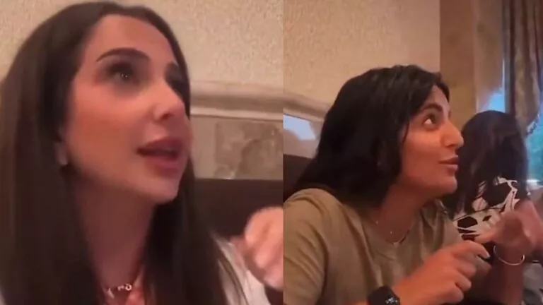 شاهد.. رندا حجاج وصديقتها يطلبان الحكاكة من مطعم في أمريكا