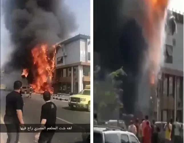 فيديو جديد يظهر لقطات مروعة من حريق اكبر مطعم مصري في جدة بالسعودية