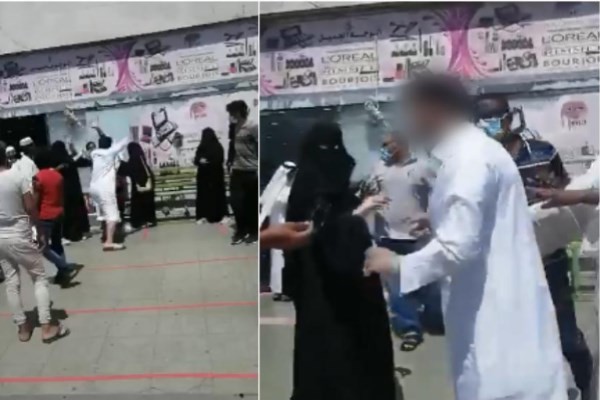 مشاجرة في أول أيام رمضان.. شاهد: اعتداء رجل وسيدة على عامل في جدة