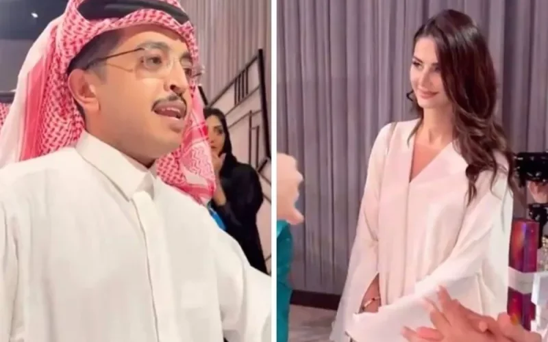 شاهد اعلامي سعودي شهير يتحرش بعارضة ازياء ايرانية حسناء في طهران وهكذا كانت ردت فعلها