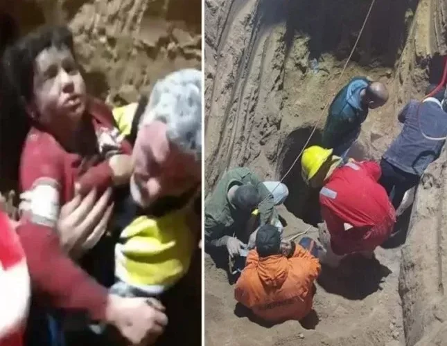السعودية: شاهد بالفيديو لحظة انقاذ طفل بعد سقوطة في بئر ضيق بعمق عشرة طوابق تحت الأرض