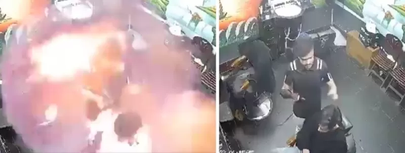 بالفيديو.. اشتعال محل “حلاقة” بالكامل في ثوان .. والسبب لا يخطر على البال