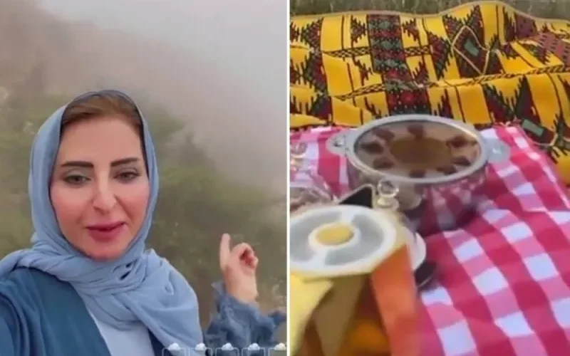 شاهد: أميرة سعودية جميلة تظهر وسط السحاب في منطقة ساحرة من المملكة وتدعو الجميع لزيارتها
