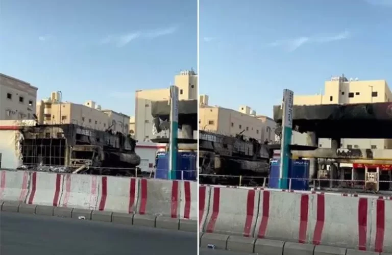 فيديو مرعب لما حدث في محطة في المدينة المنورة بعد اشتعال صهريج نقل بنزين