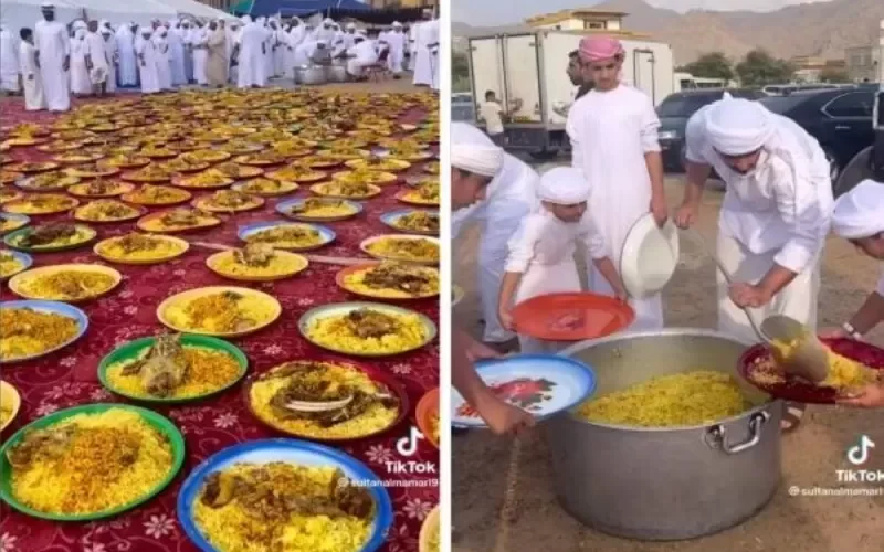 بالفيديو: وليمة ضخمة تغلق شارع رئيسي في قطر بـمناسبة فوز هذا الـمنتخب