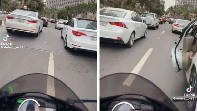 شاهد: حركات بذيئة من سائق سيارة بحق فتاة على الطريق العام في الكويت