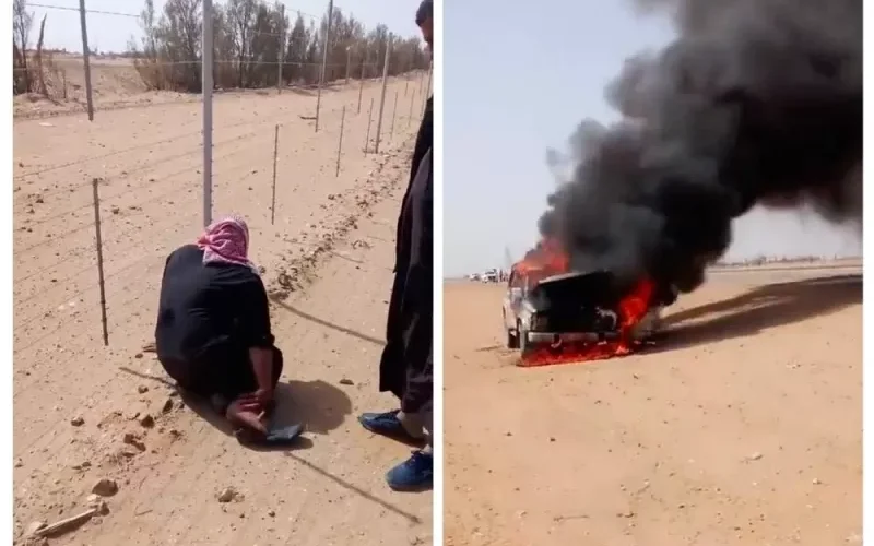 بالفيديو : ردة فعل تدمي القلب لصاحب السيارة المشتعلة بأحد الطرق السعودية