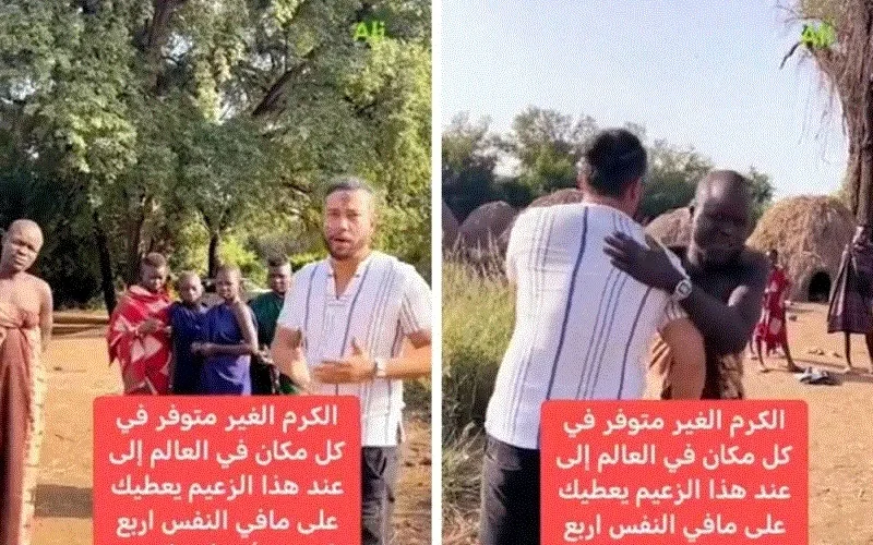 بالفيديو: صدمة رحالة سعودي بعد أغرب طريقة ترحيب به من زعيم قبيلة في افريقيا