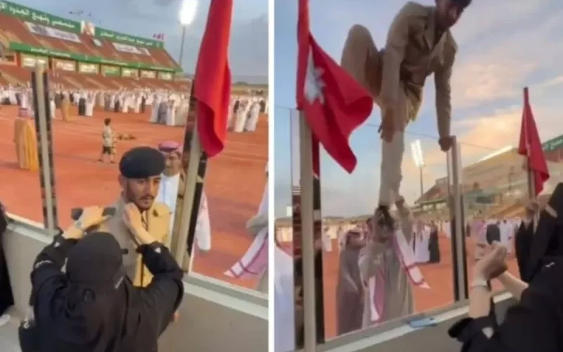 شاهد.. ردة فعل ضابط سعودي يتفاجأ بوالدته تحضر حفل تخرجه العسكري وسط زملائه الضباط والقادة