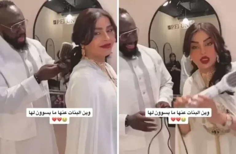 شاهد بالفيديو : مشهور سناب أسامة الكحلي المتفاخر بعضلاته الكثيرة يظهر مع بدور البراهيم وهو يمشط شعرها