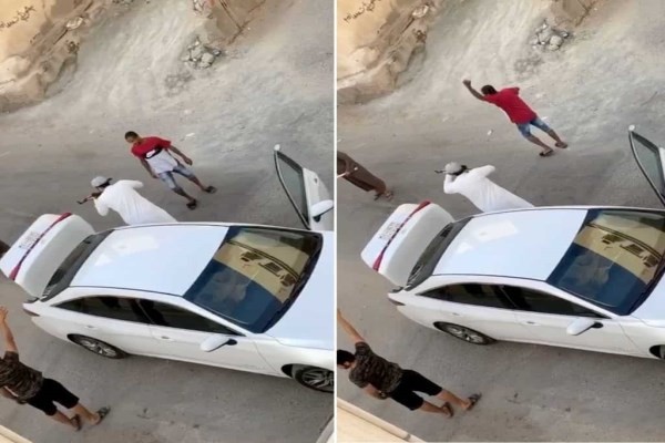 شاهد: لحظة قيام شخص بإطلاق أعيرة نارية على آخر في جدة