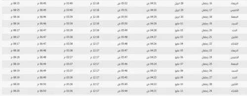 امساكية شهر رمضان المبارك في الرياض ومكة المكرمة