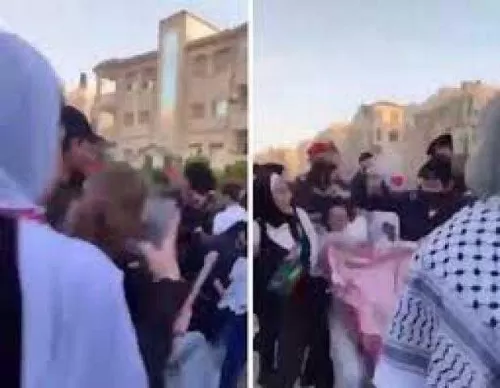 رجل أمن في الأدن يعتدي بوحشية على فتاة دفاعاً عن اسرائيل