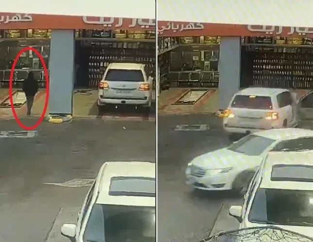شاهد لص يسرق سيارة جيب لاندكروزر من داخل بنشر.. وصاحب المركبة يفشل في منعه من الهروب
