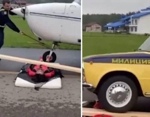 فيديو .. سيارة وطائرة تمران فوق جسد سيدة 50 عاما