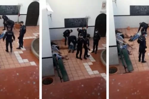فيديو صادم لهجوم الشرطة الأسبانية على مصلين داخل مسجد