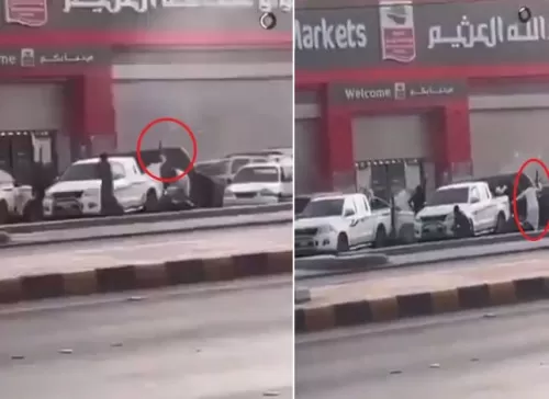 فيديو صادم لمسلحين يطلقون النار في اسواق العثيم