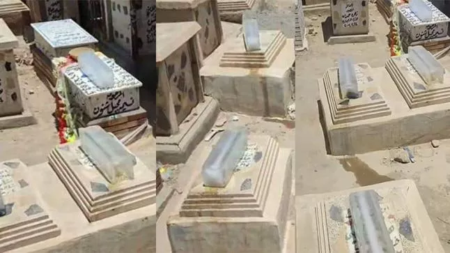 فعل صادم يقوم به العراقيون على قبور اباءهم بسبب حرارة الشمس