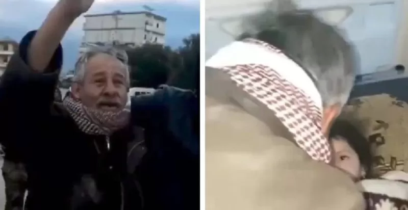 شاهد.. ردة فعل مسن سوري تفاجأ بأبنائه وأحفاده أحياء بعد أن حفر قبورهم