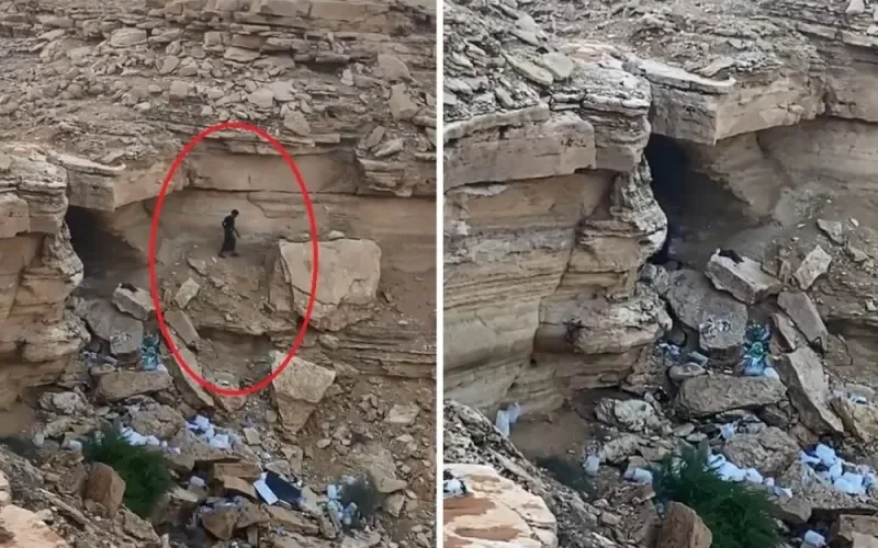 بالفيديو..وافد يختبي في كهف بظهرة لبن بالرياض