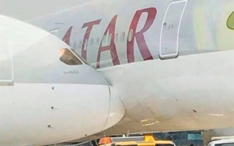 شاهد: لحظة اصطدام طائرة بوينج بأخرى في مطار الدوحة