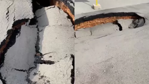 بالفيديو.. هبوط أرضي عميق في أحد شوارع الرياض