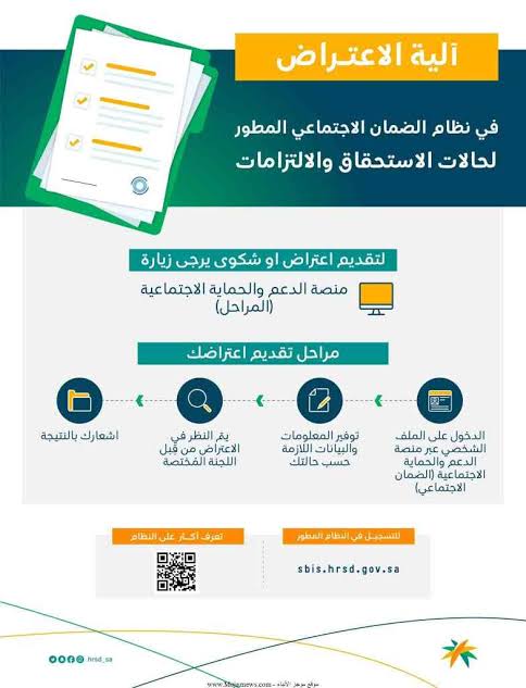 تقديم اعتراض على أهلية الضمان الاجتماعي المطور
