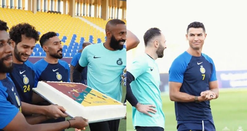 شاهد: لاعبو النصر يفاجئون رونالدو داخل الملعب بالاحتفال به والكشف عن المناسبة